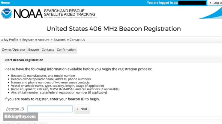 Acr Registration Beacon Number