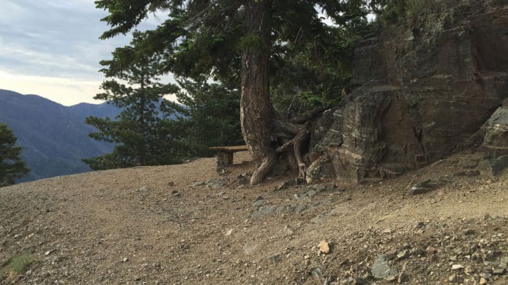 bench on Mount Baden-Powell Hike