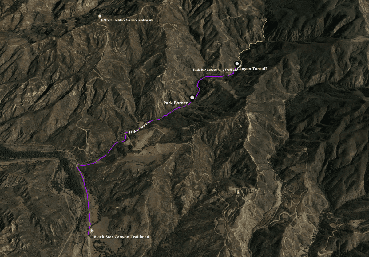 Black Star Canyon Falls 3d Map