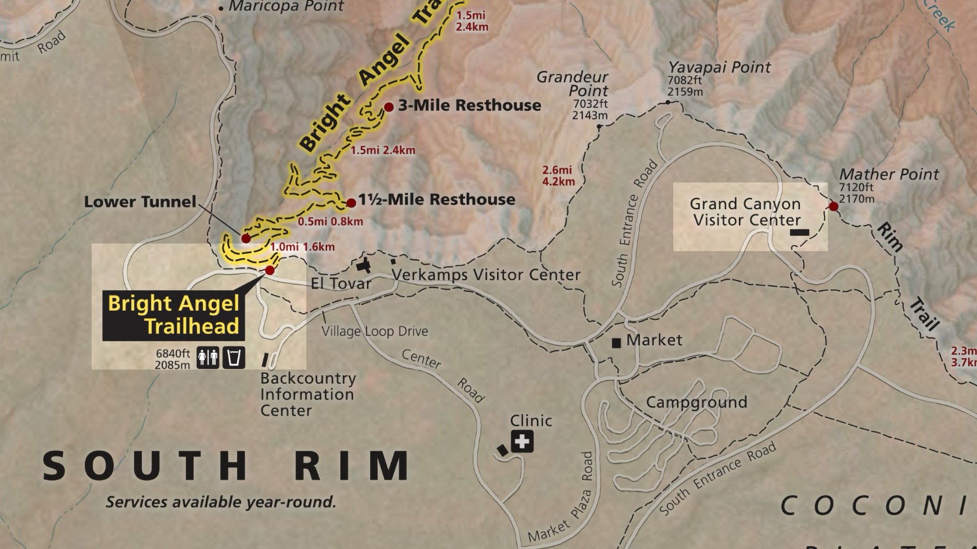 Bright Angel Trail Location