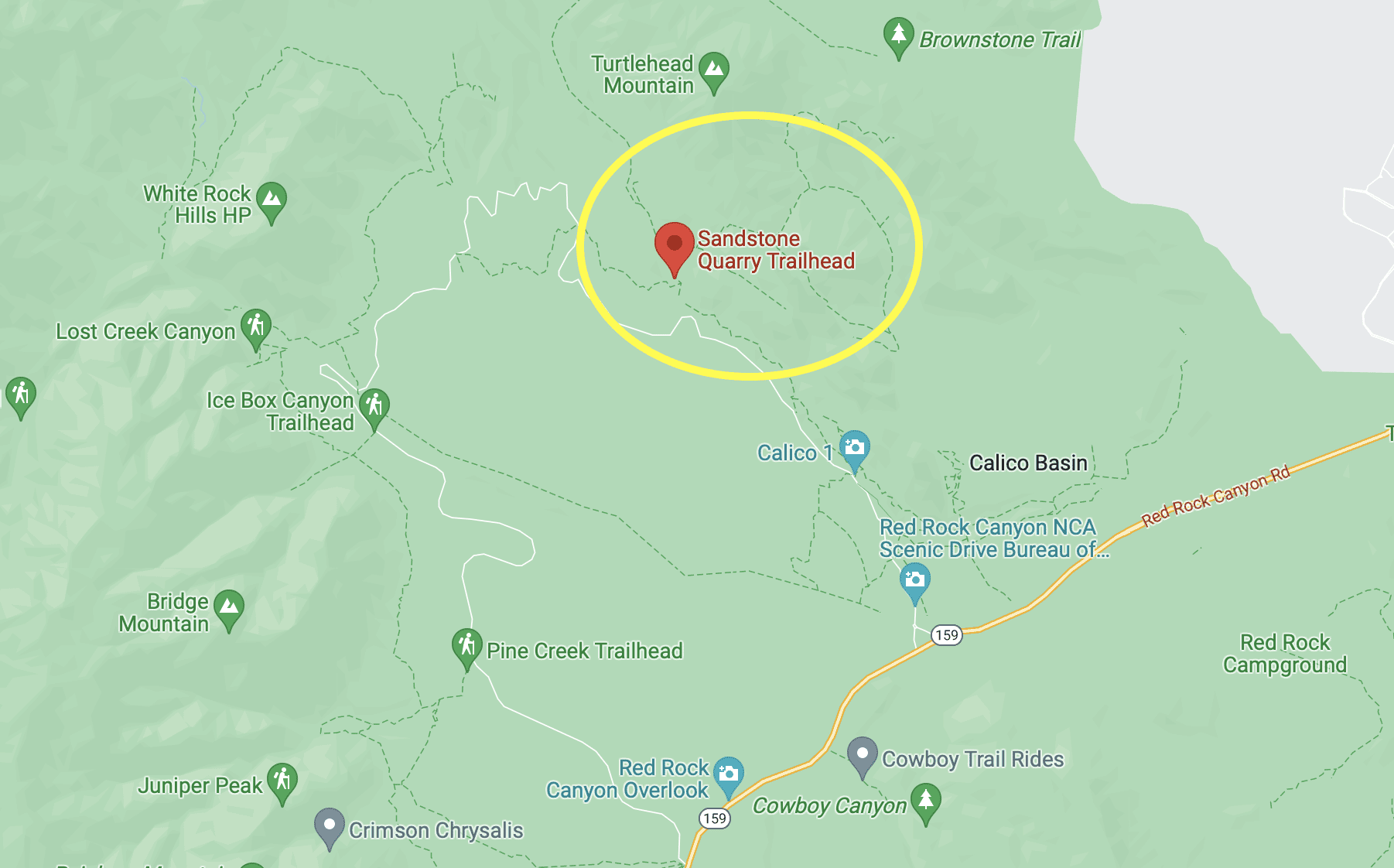 Calico Tanks Trailhead Map