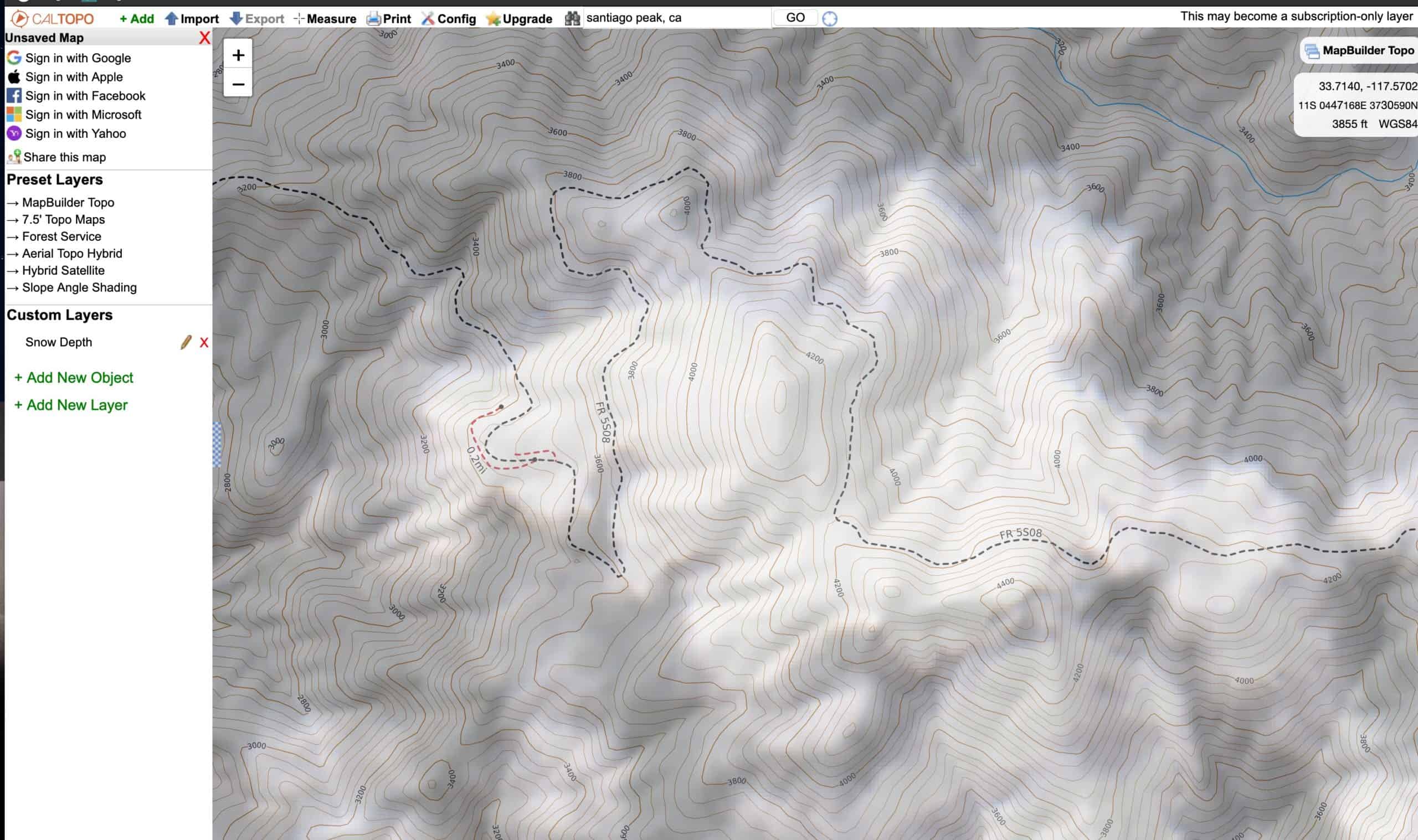 Caltopo Snow Detail