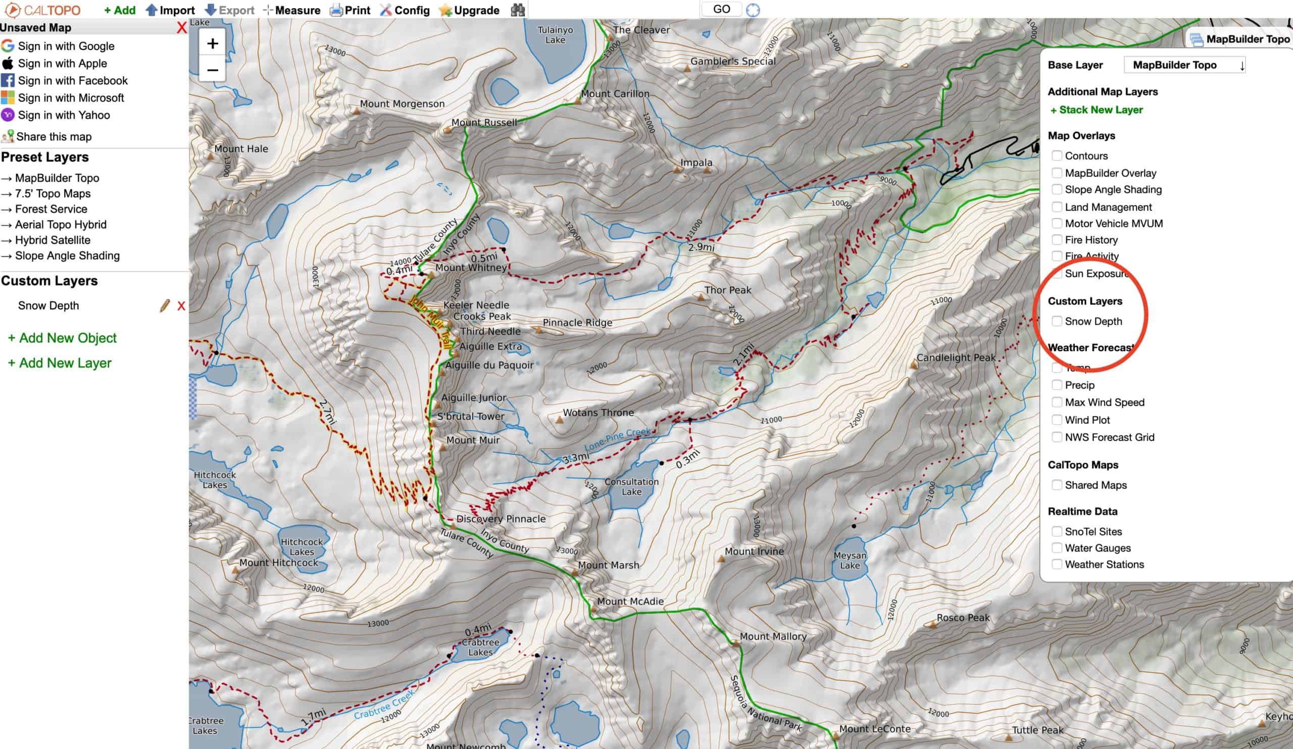 Caltopo Snow Layer