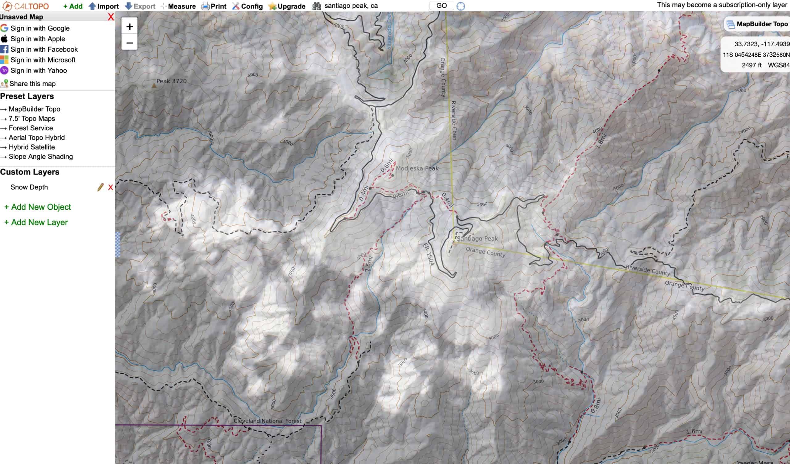 Caltopo=snow On Trail