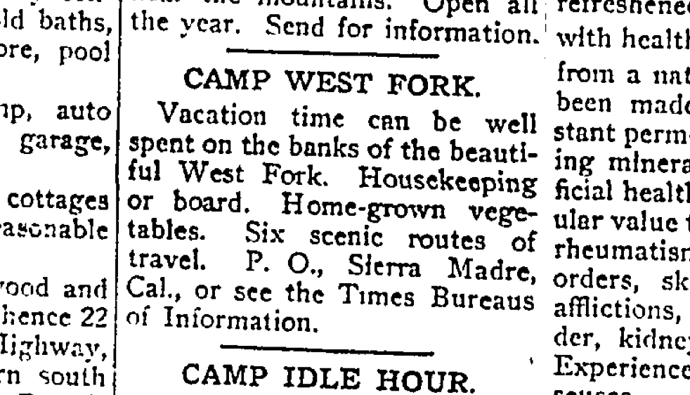 Camp West Fork Ad