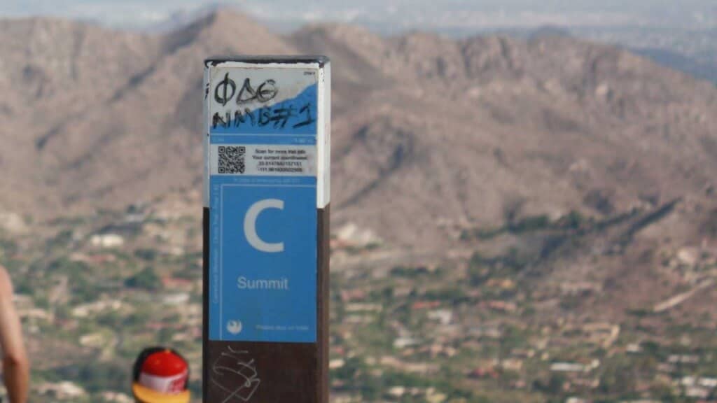 Cholla Trail summit marker