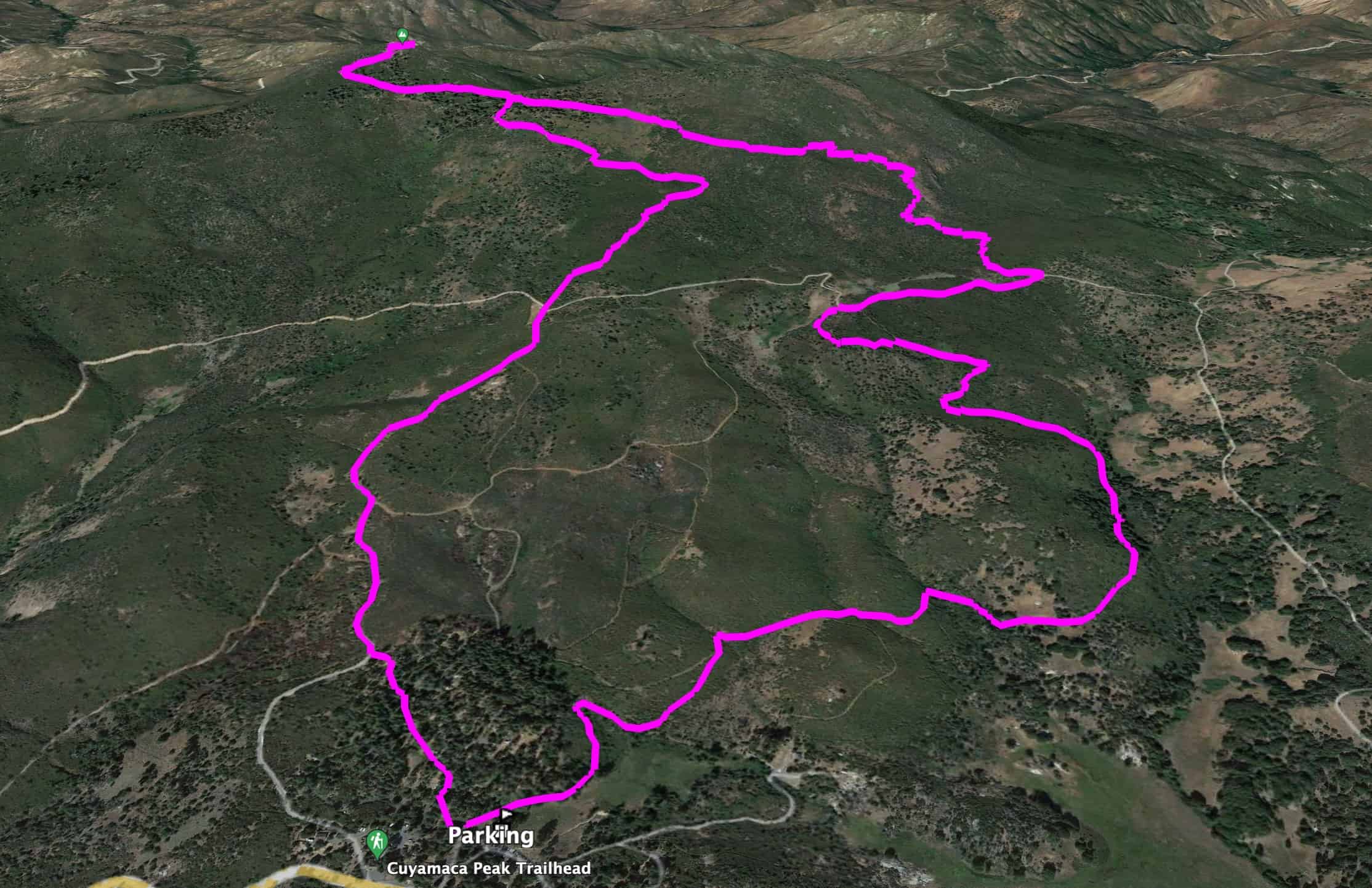 Cuyamaca Peak Hike Loop 3d Map