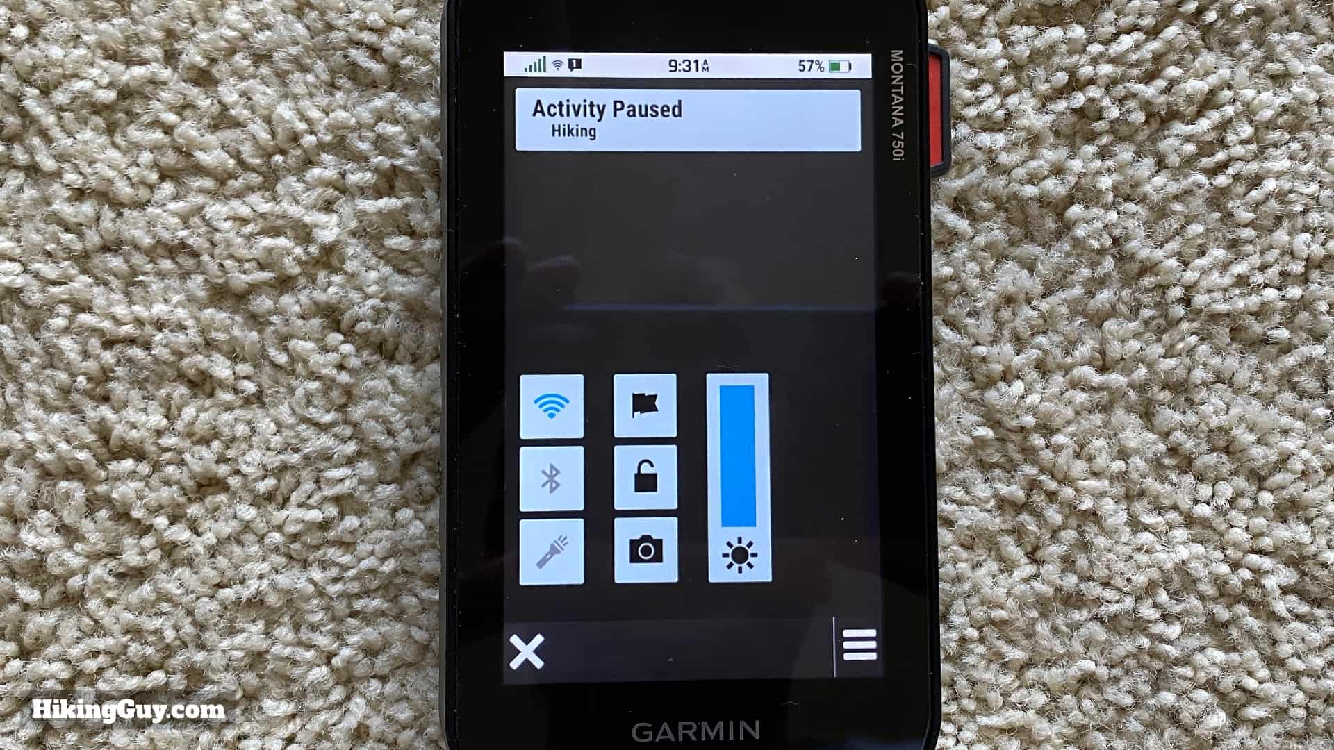 Garmin Montana Status Screen
