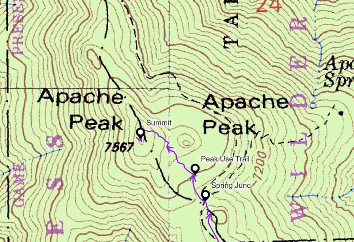 Hike Apache Peak Ca On The Spilter Peak Trail Topo