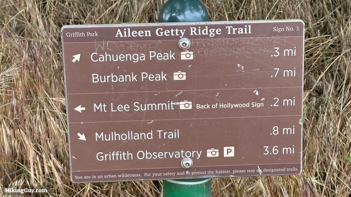 Hollywood Hike Trail Sign