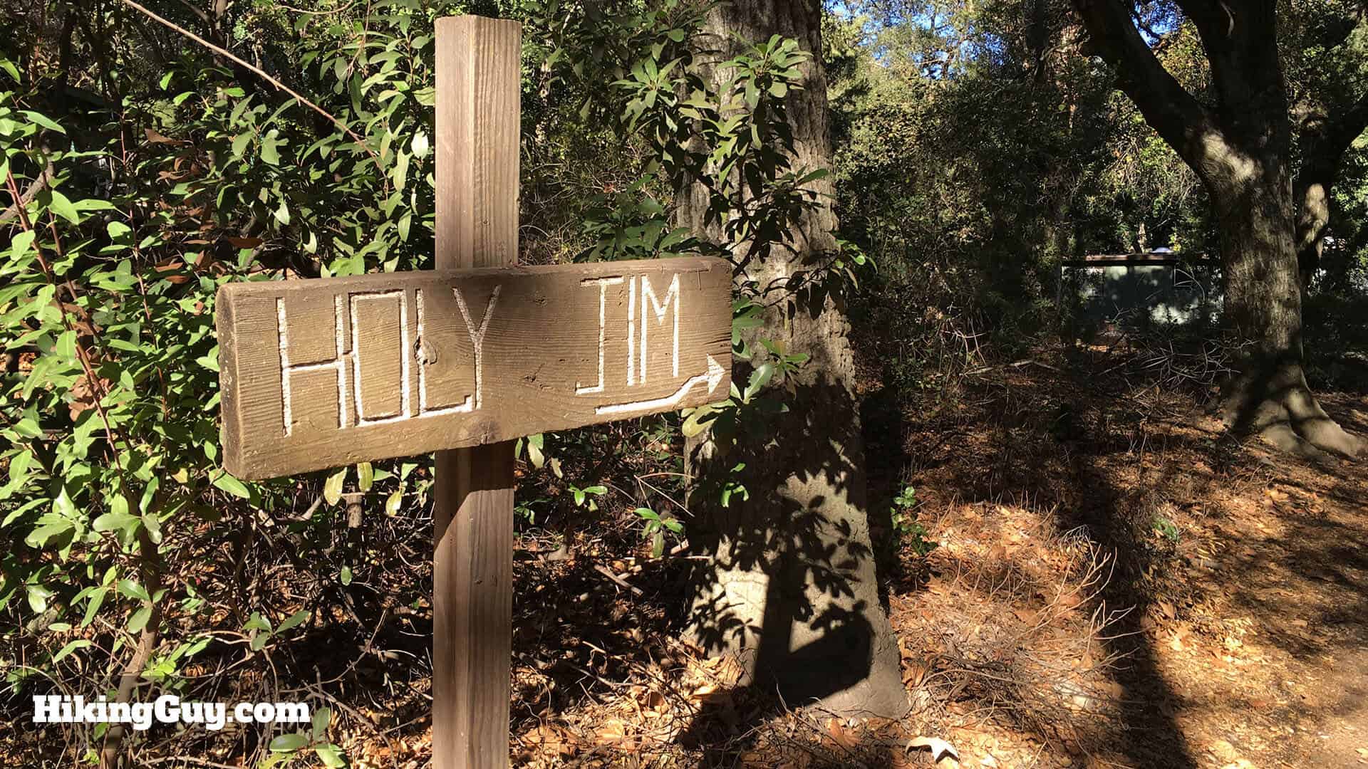 holy jim falls trail sign
