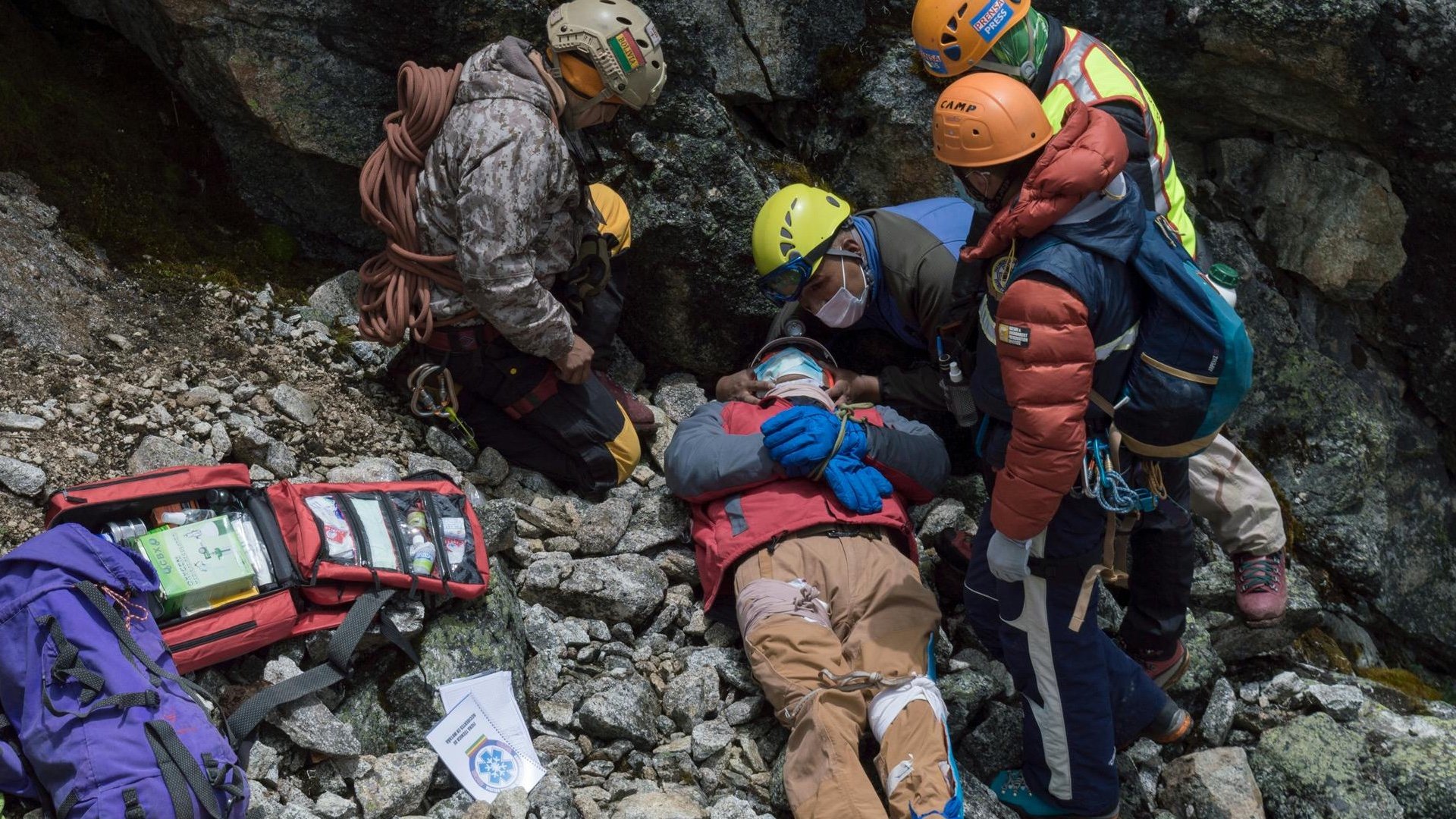 Injured Hiker With Rescuers