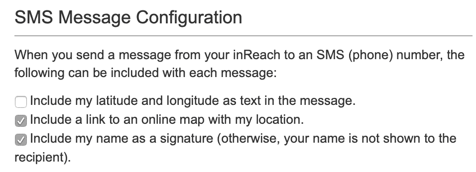 Inreach Message Settings