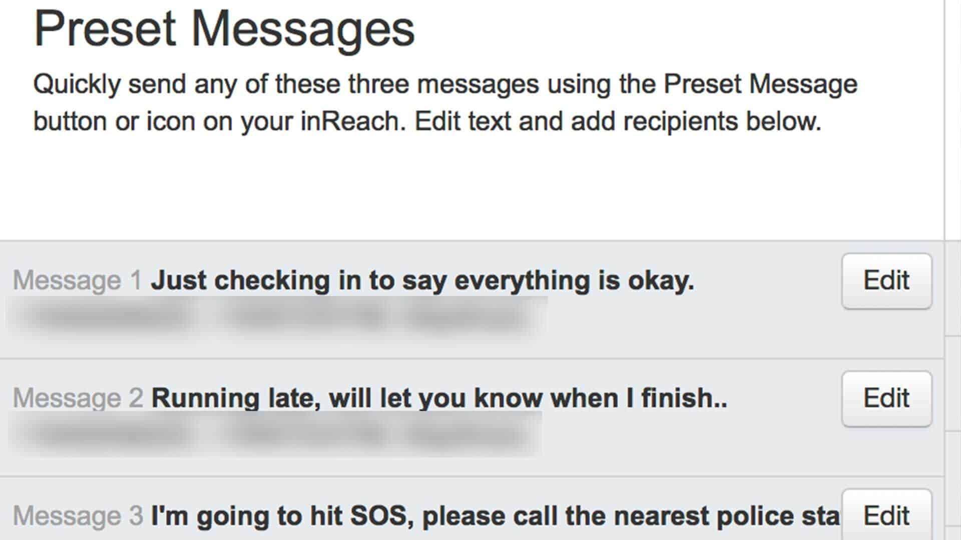 Inreach Mini Define Preset