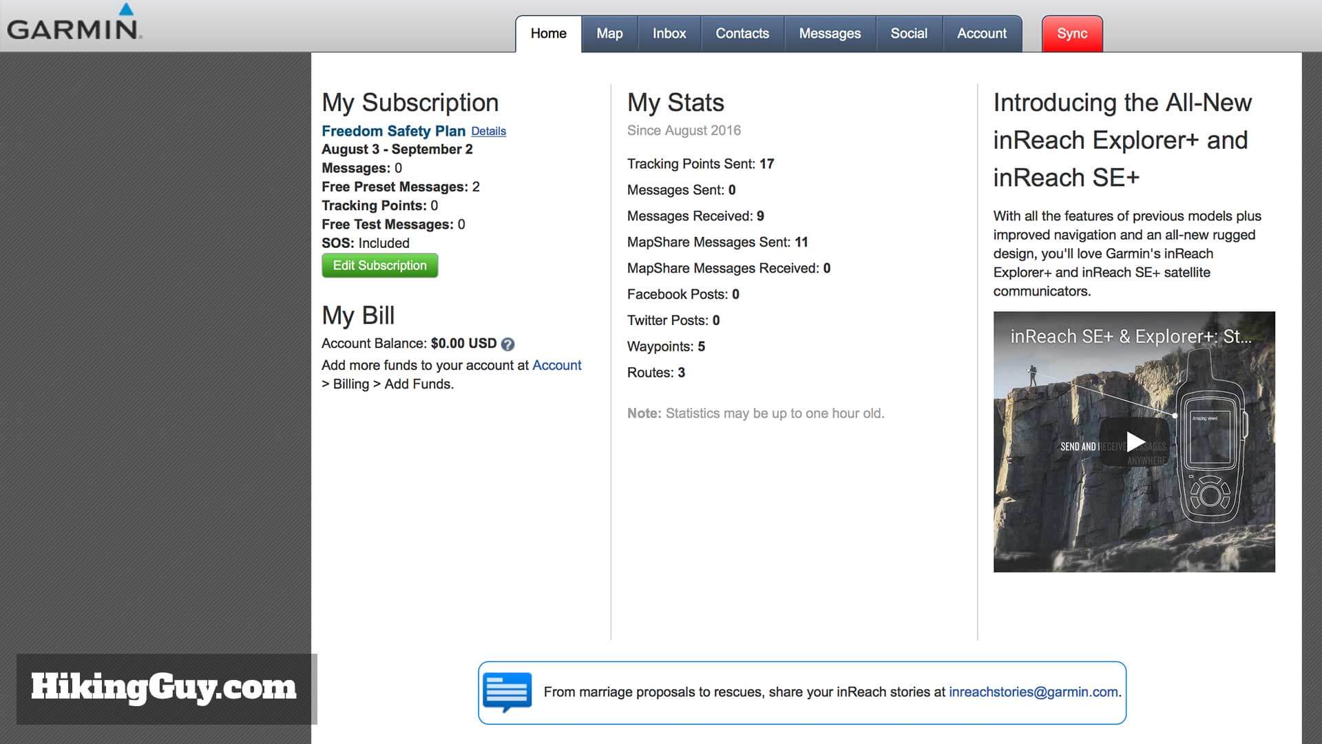 Inreach Mini Setup Webpage