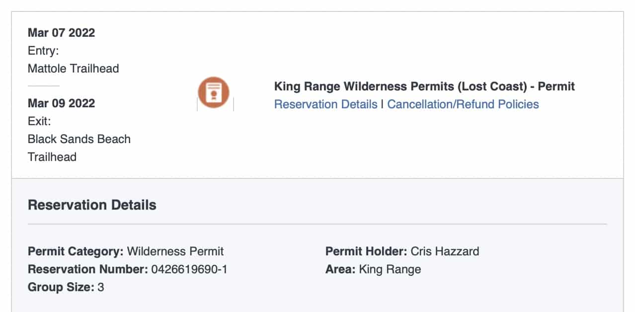 Lost Coast Trail Permit