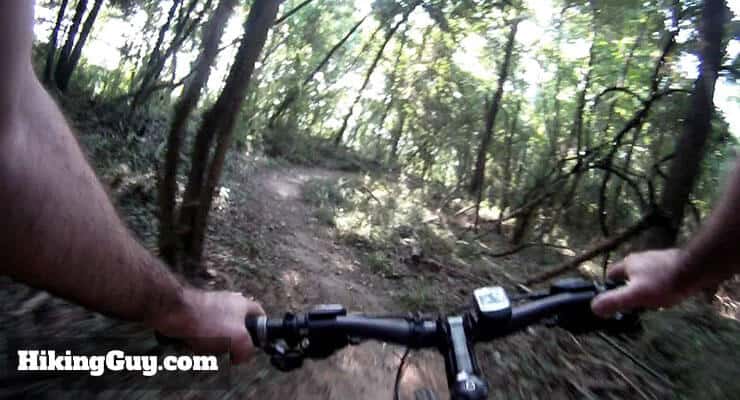 mountain biker view of trail