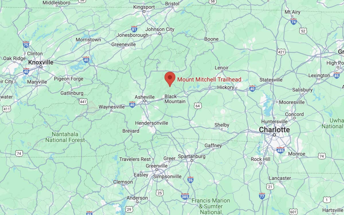 Mt Mitchell Hike Map