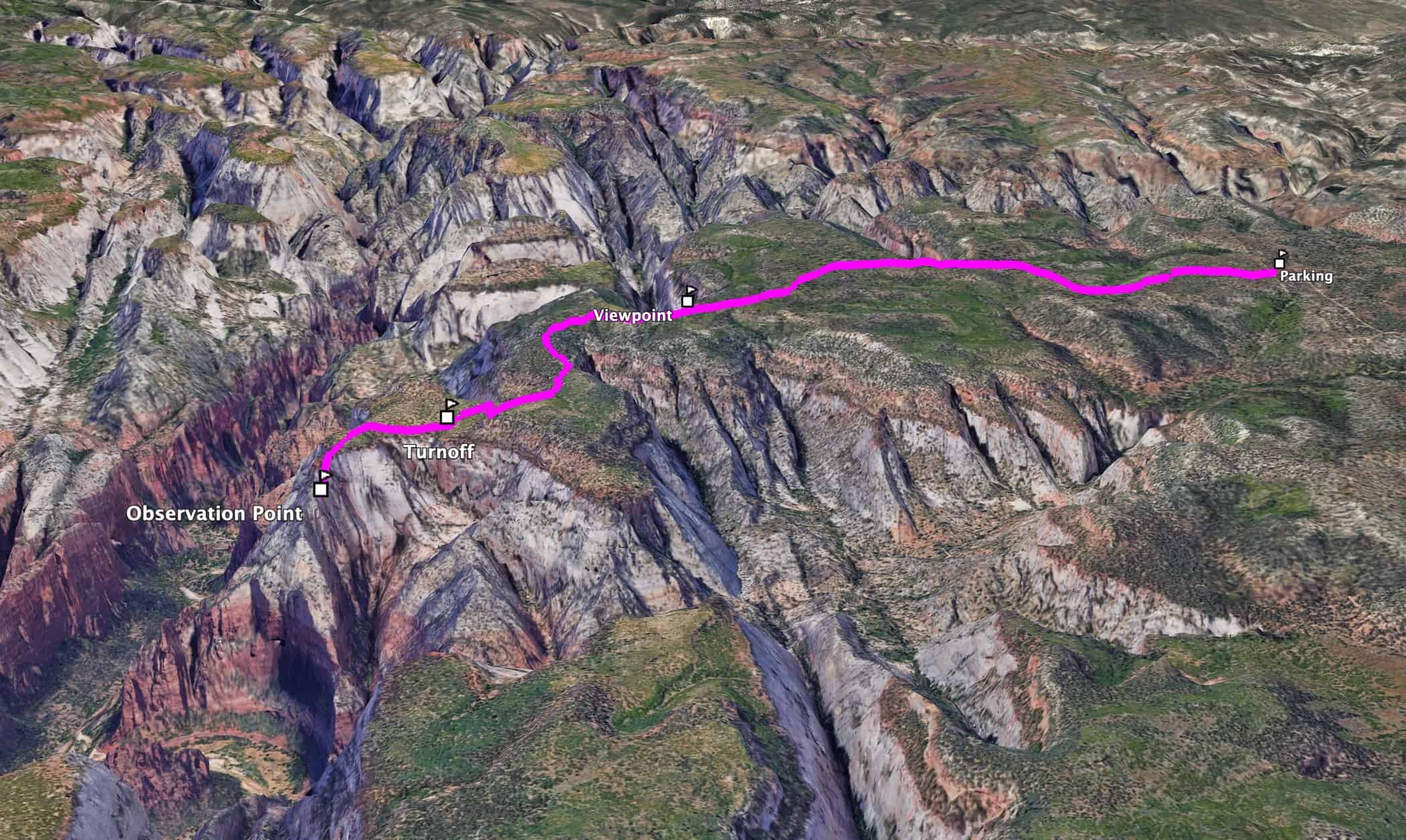 Observation Point From The East Mesa Trail Zion 3d Map