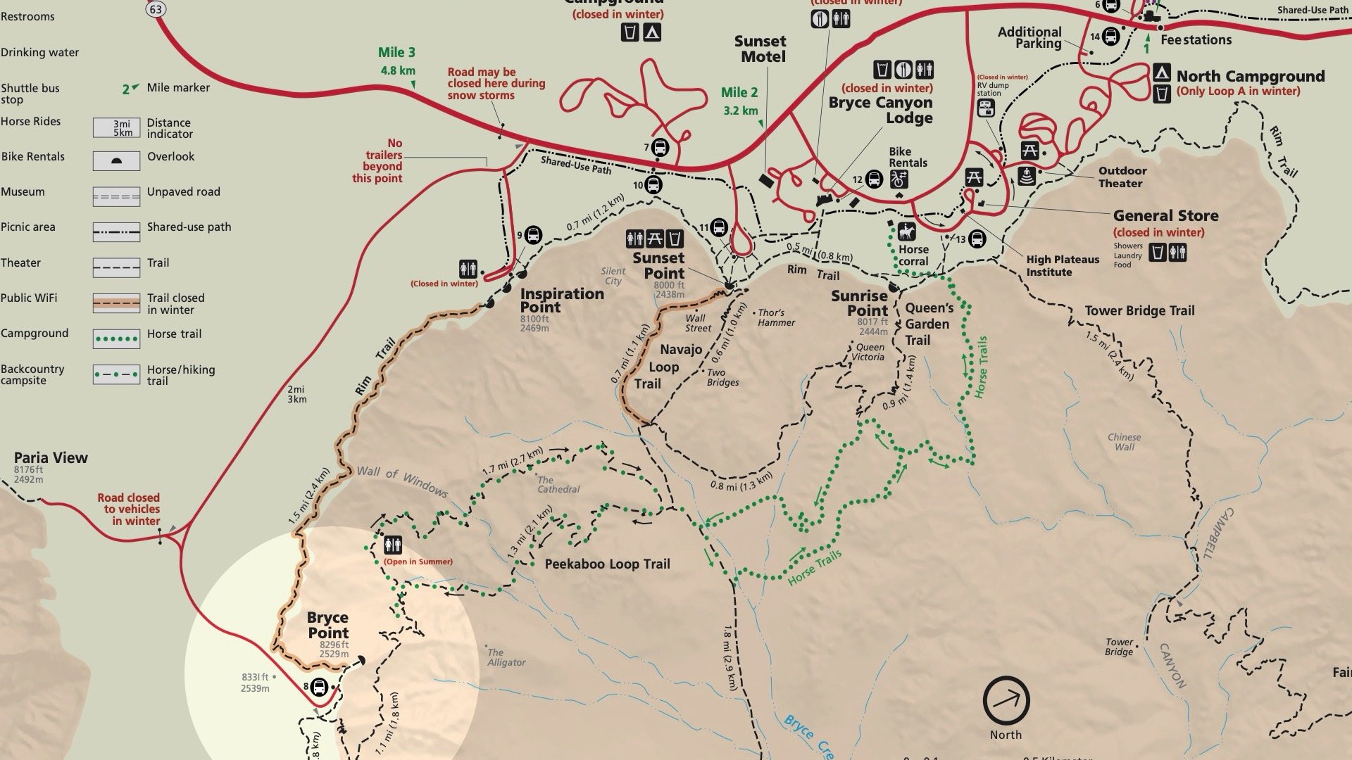 Peekaboo Loop Trail Start Map