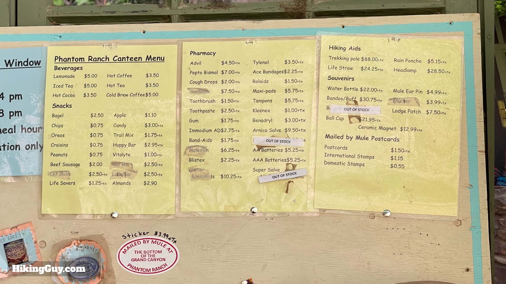 Phantom Ranch Menu