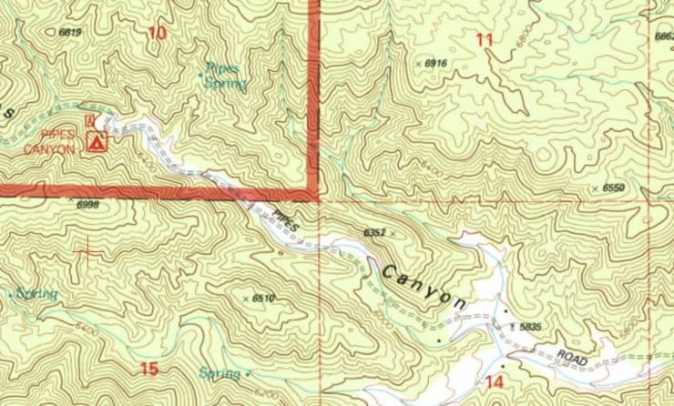 Pipes Canyon Map