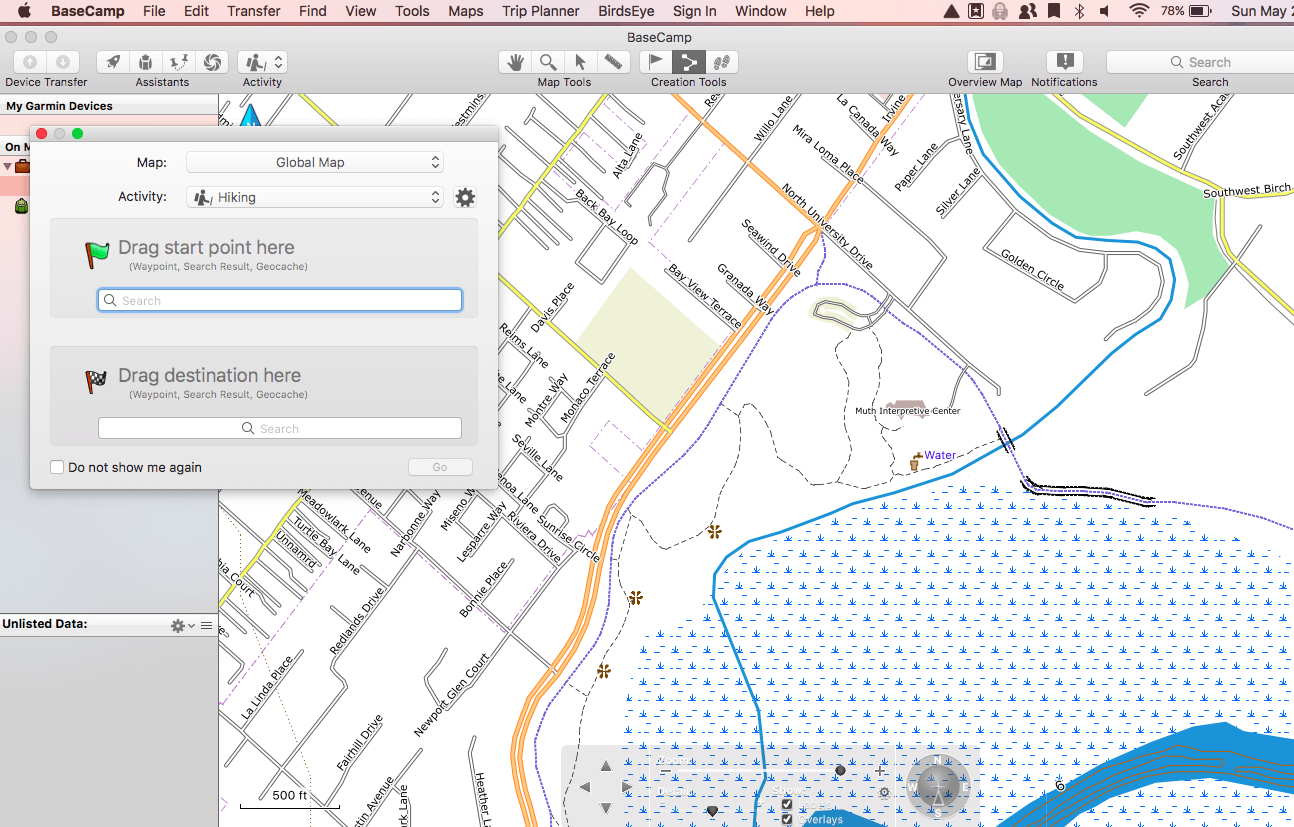 planning hike garmin basecamp
