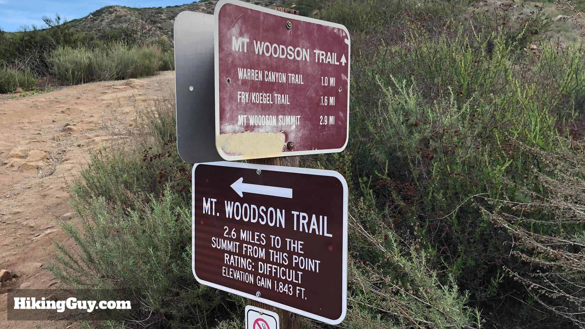 mt woodson trail sign