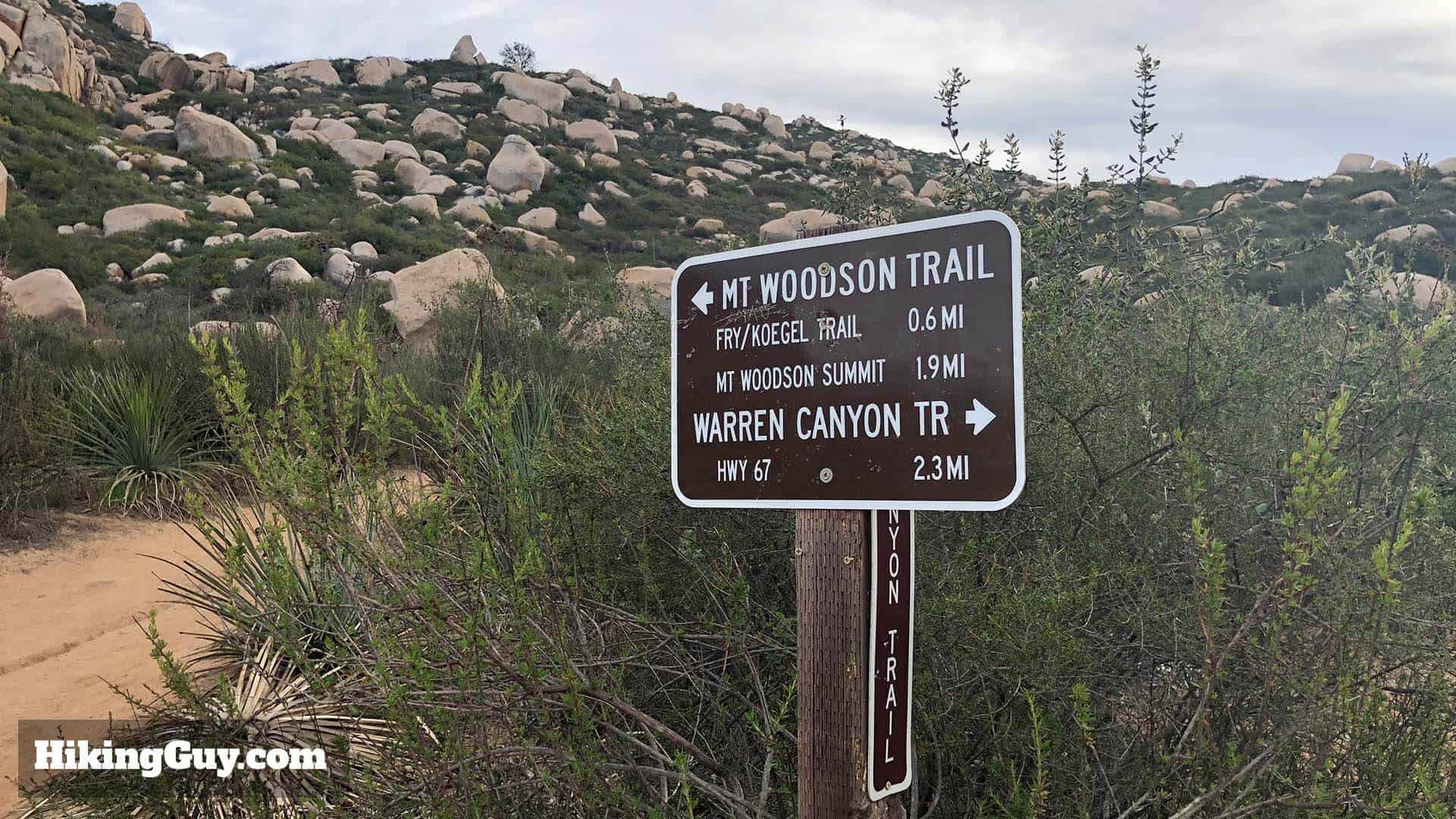 mt woodson trail sign