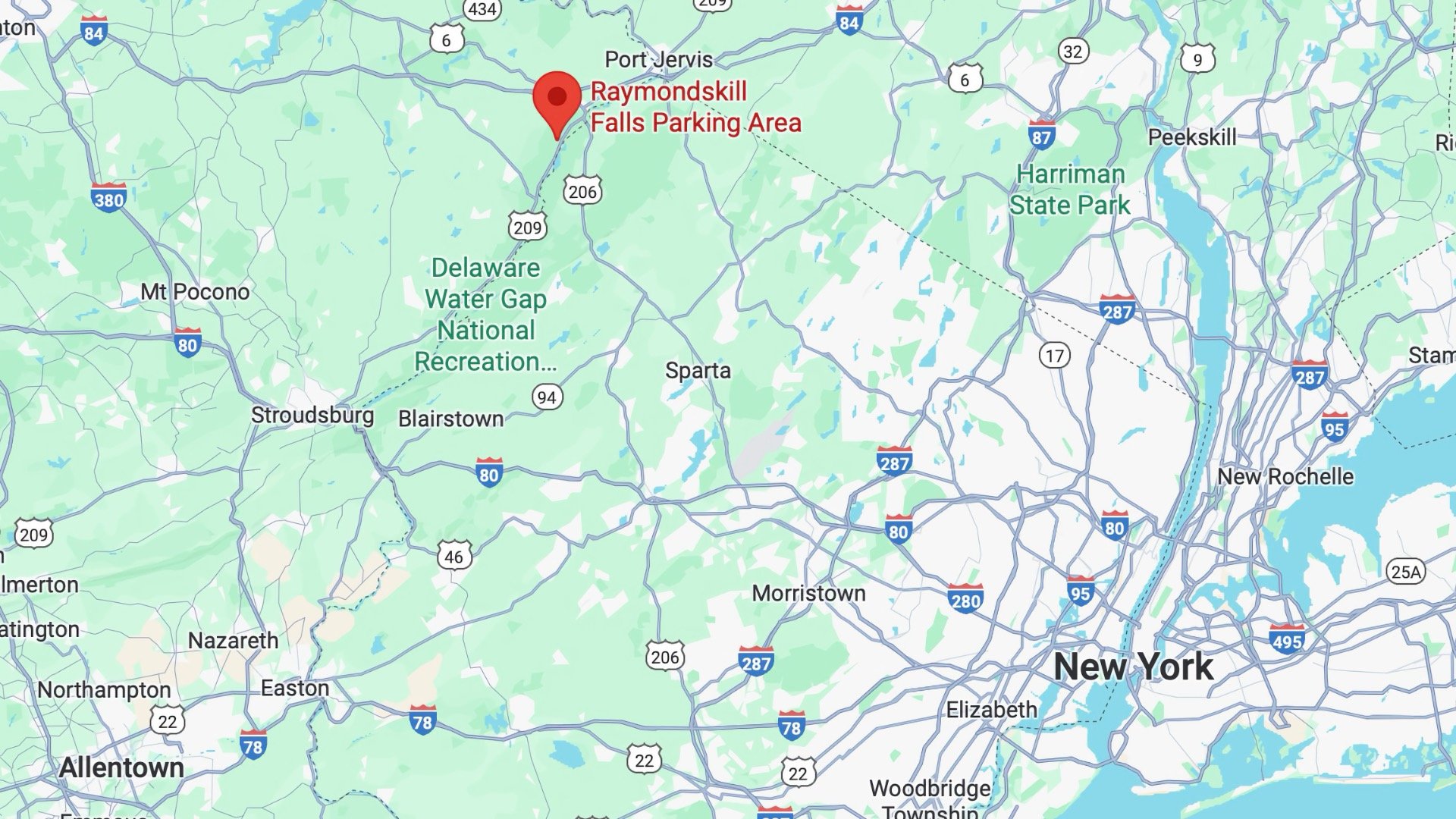 Raymondskill Falls Hike Location