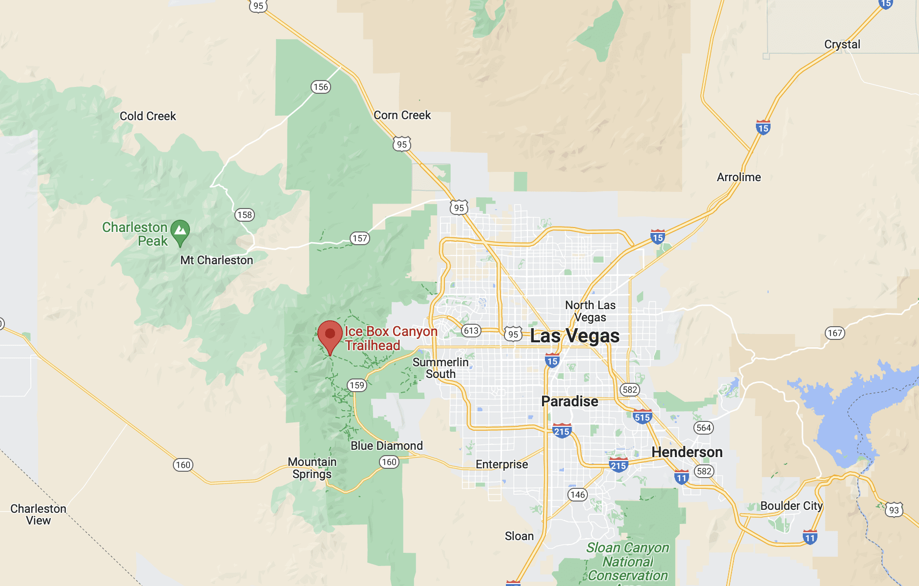 Red Rock Canyon Map Ice Box Canyon