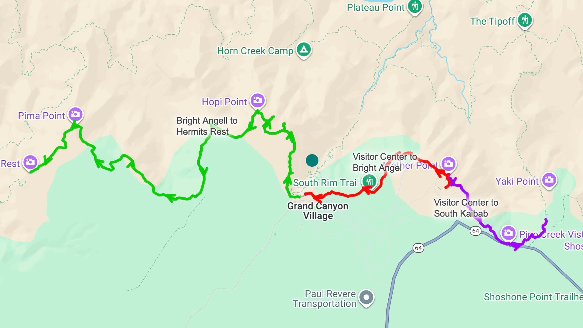 Rim Trail Grand Canyon Overview Map