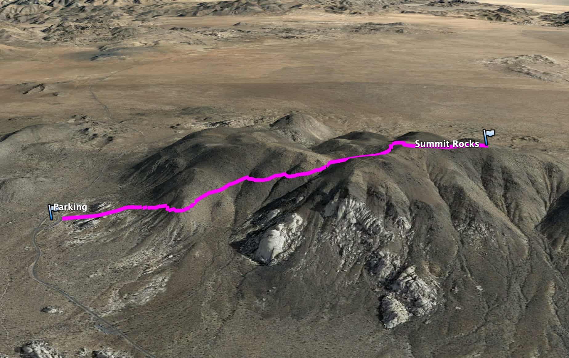 Ryan Mountain Trail Hike Joshua Tree 3d Map