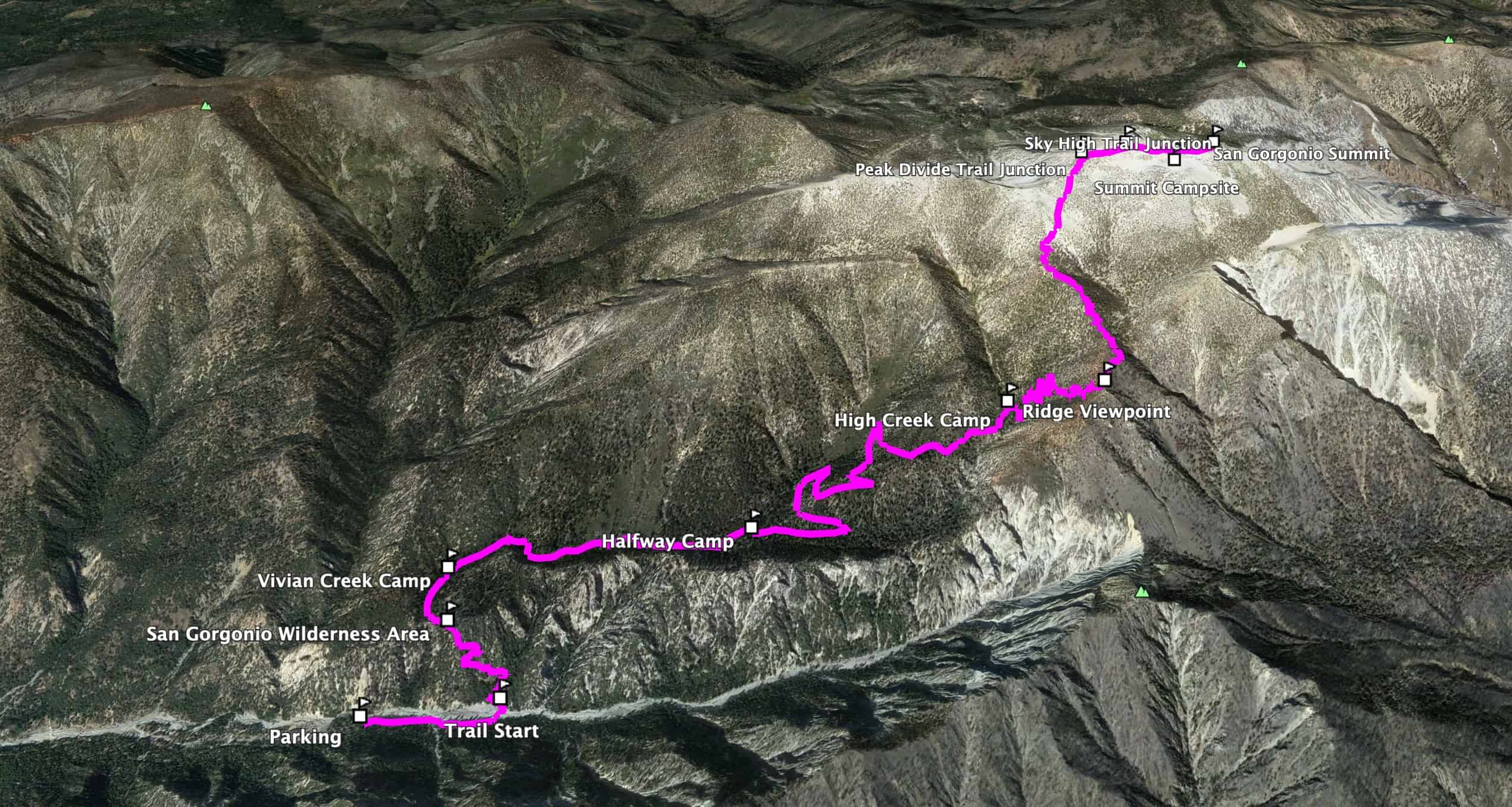San Gorgonio Vivian Creek Elevation 3d Map