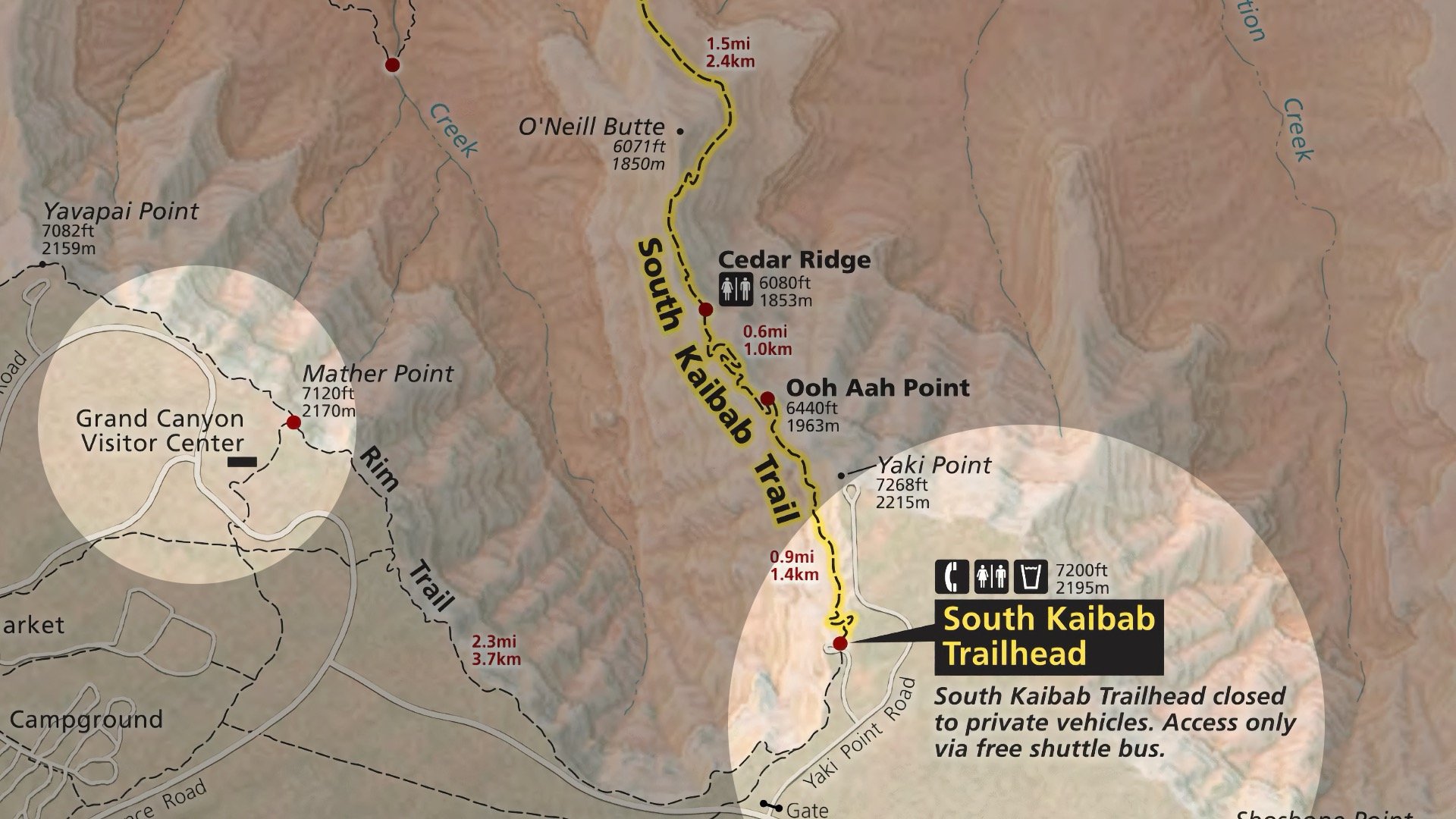 South Kaibab Trail Location