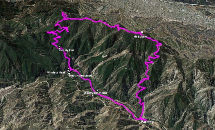 Stone Canyon Trail To Mt Lukens 3d Map