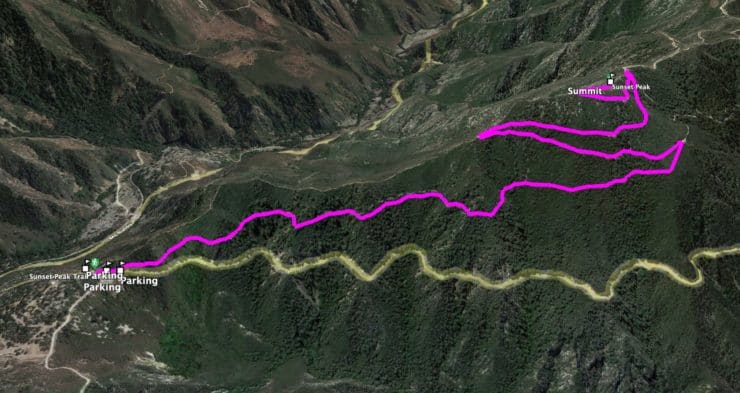 Sunset Peak Trail Hike Angeles National Forest 3d Map