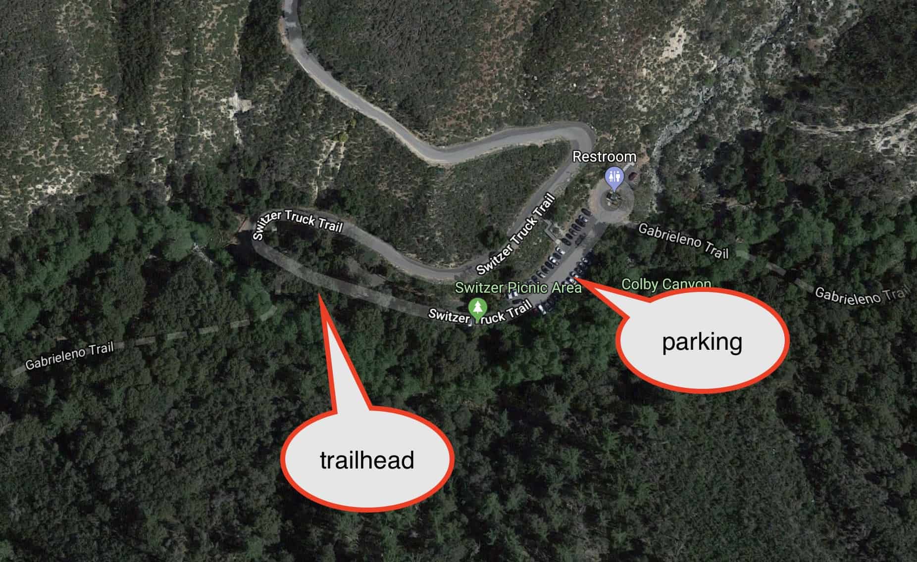 Switzer Falls Parking Map