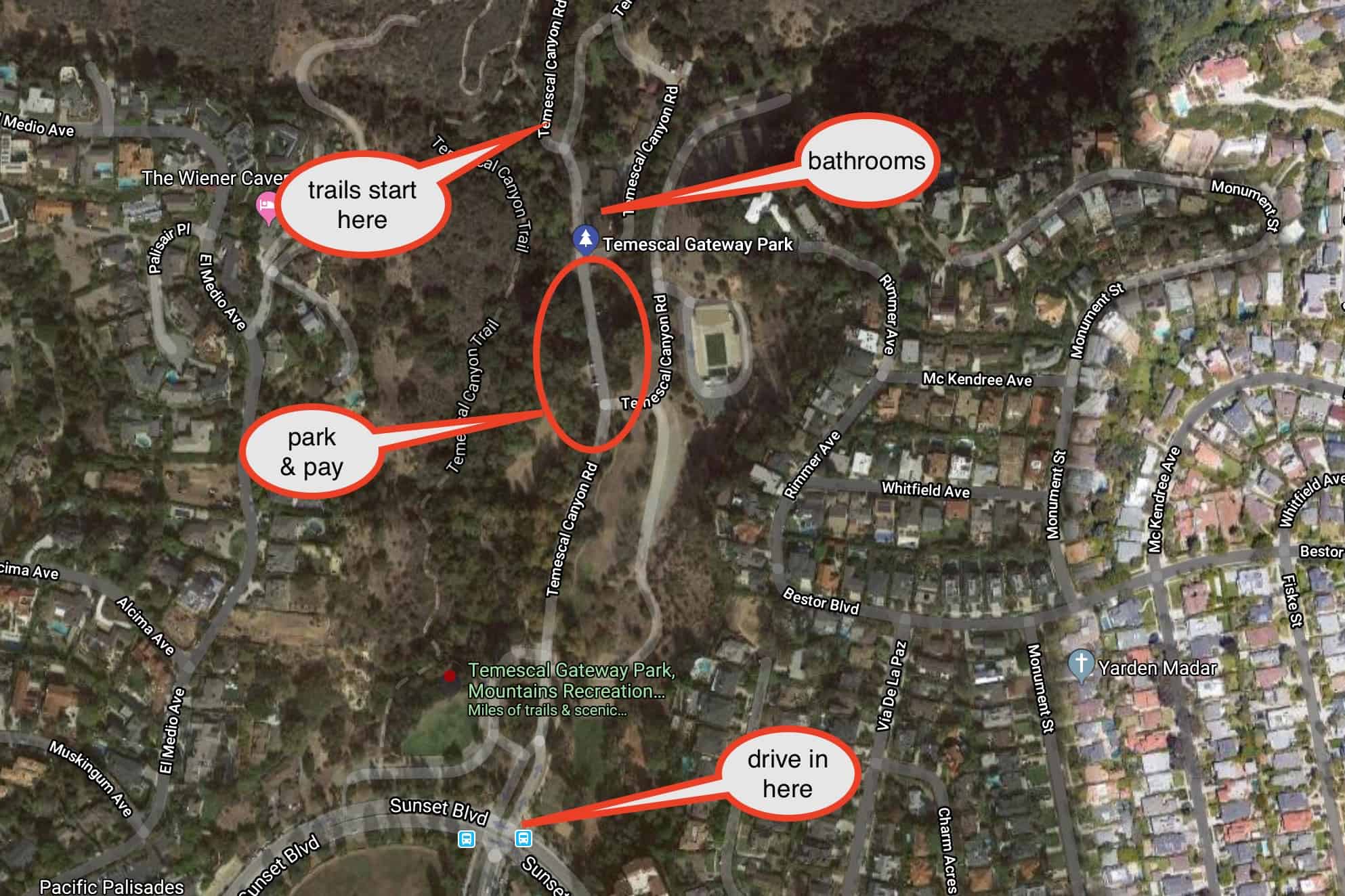 Temecal Canyon Parking Map