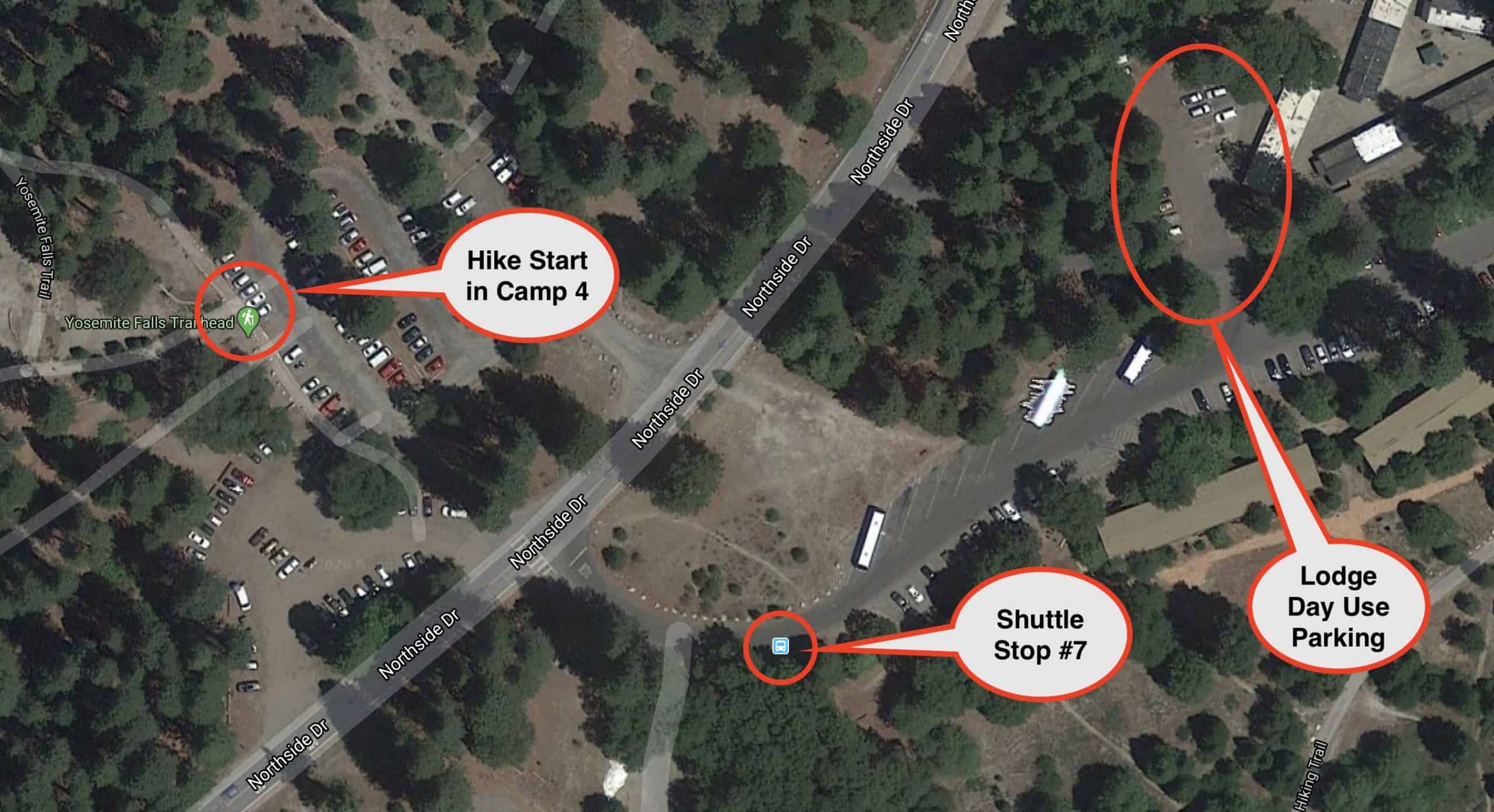 Upper Yosemite Falls Hike Parking